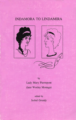 Cover of 1994 print edition of Indamora to Lindamira, by Juvenilia Press